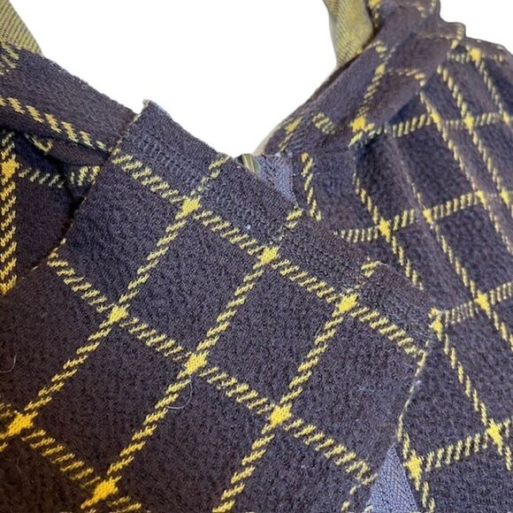 Oddy Plaid Ruffle Zip Up Jacket Chestnut Brown / Gold Windowpane Size Small - Picture 6 of 15